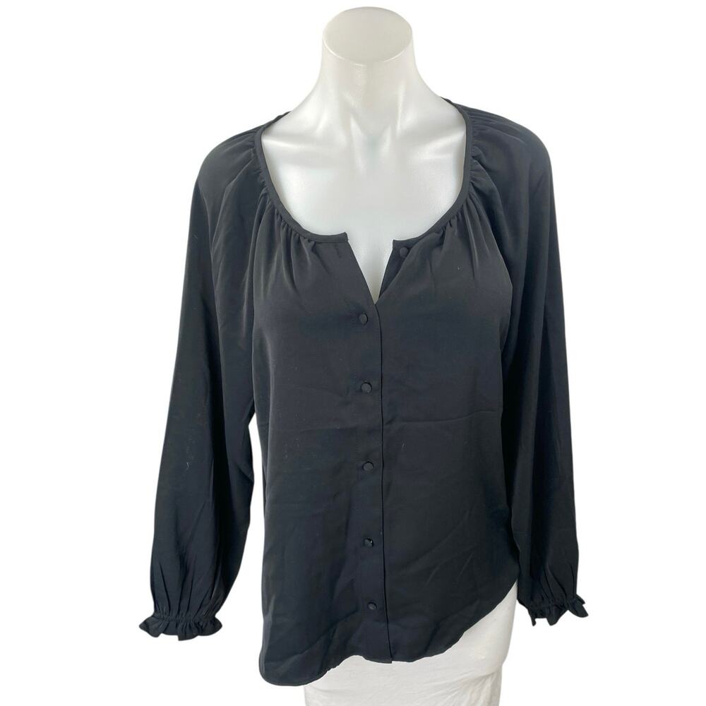 NEW Abercrombie & Fitch Womens Black Button Front Long Sleeve Shirt Blouse Top M